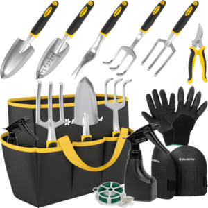 BLOSTM Gartengeräte Set 11-Teilig - Robuste Gartenwerkzeug Set Mit Wasserdichte