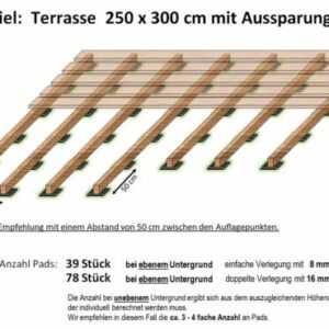 1A Terrassenpad 100x100x8 WPC Terrassendielen Unterkonstruktion Unterlage Pad