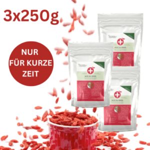 Wilde Goji Beeren - 3x250g BIO die natürliche Superfrucht der Promis SUPERFOOD