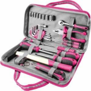 Werkzeugkoffer 39-tlg. in Rosa, Haushalt Werkzeug-Set Pink mit Hammer und mehr