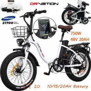 DRVETION Elektrofahrrad Faltbare Fahrrad 750W 48V E-Bike 20 Zoll Fat BIKE 45KM/H