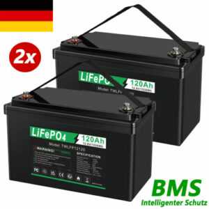 2x 12V 120Ah LiFePO4 Akku Lithium Batterie BMS Solarbatterie Solaranlage RV Boot