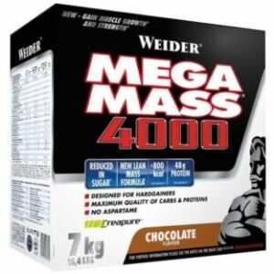 WEIDER Mega Mass 4000 Gainer 7kg 7000g Glutamin BCAAs Kreatin+ Bonus (14,28€/Kg)