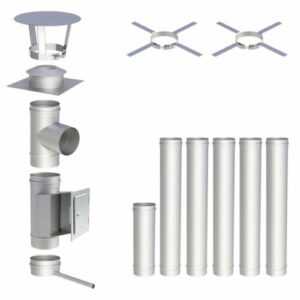 Edelstahl Schornstein Sanierung Bausatz Ø 150mm Einwandig V4A, V2A Abgasrohr 0,6