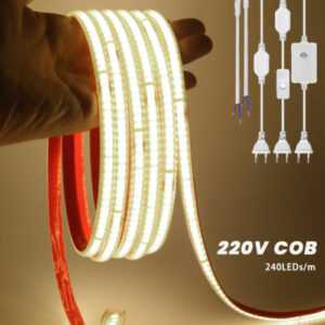 COB LED Streifen WW/NW/CW Lichtband Stripe Lichterkette Selbstklebend 220V 230V