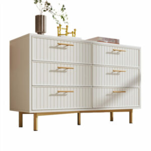 Kommode mit 6 Schubladen Weiß 120 cm breit Sideboard für Schlafzimmer Wohnzimmer