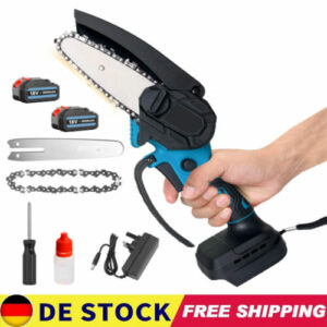 DE Akku-Kettensäge 4“ Zoll Schnitt 18v 2X5.5Ah Li-ion Akku & Ladegerät NEU