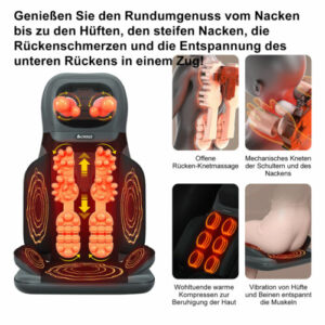 Rückenmassagegerät Shiatsu Massageauflage mit Wärmefunktion Vibrationsfunktion