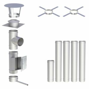 Edelstahl Schornstein Sanierung Bausatz EW 0,6mm einwandig Abgasrohr Ø 120-200mm