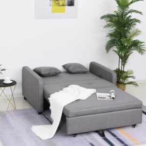 HOMCOM Schlafsofa, Schlafcouch mit Stauraum, Wurfkissen, Armlehne für Wohnzimmer