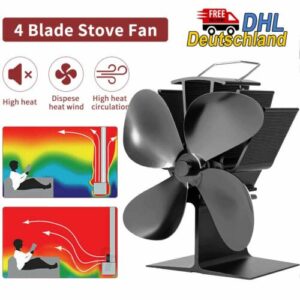 4 Blatt Heizlüfter Fan Stromloser Kaminofen Ventilator Ofenventilator Stove Fan