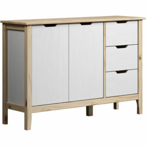 Inter-Furn Kommode Sideboard mit Schubladen + Türen Kiefer Massiv 110x79x39 cm