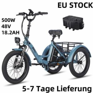 20 Zoll 500W Elektro-Dreirad E-Bike 3 Räder Fahrrad 500W Cargo Trike mit Korb