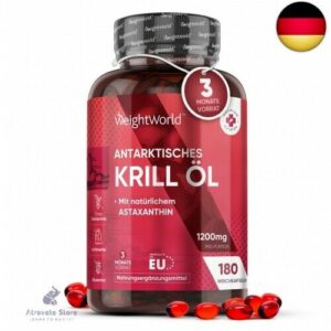 Omega 3 Krillöl Kapseln - 1200mg mit Astaxanthin & Cholin - 180 Weichkapseln