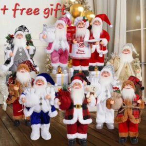 XL Nikolaus Santa Claus Weihnachtsmann mit Laterne Weihnachtsdeko Rot Karo 70cm