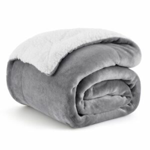 Decke Sofa Kuscheldecke Grau  warm Sherpa Sofaüberwurf Decke Dicke