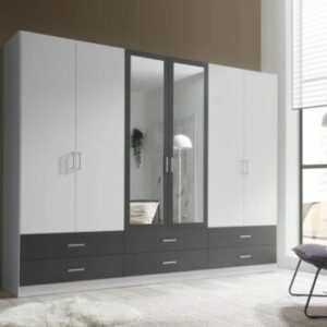 kleiderschrank mit spiegel und schubladen 272*211*55cm