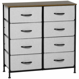 Kommode Schubladenschrank Sideboard mit 8 klappbaren Stoffschubladen, Grau