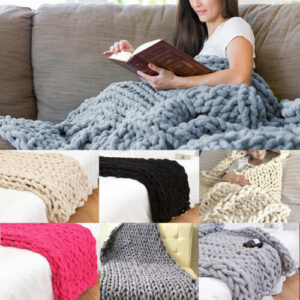 Grob Gestrickte Kuscheldecke Grobstrick Wolldecke Strickdecke Sofa