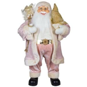 Weihnachtsmann Jonte 80cm XL Dekofigur groß stehend Nikolaus Weihnachtsdeko rosa