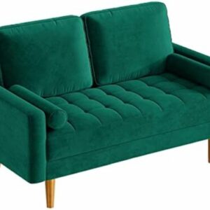 2-Sitzer Sofa Velvet Bequeme Sitzcouch mit Woodbeinen Couch Lounge Schlafzimmer