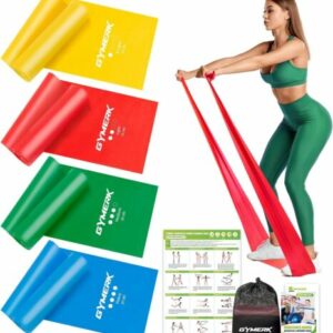 GYMERK Fitnessbänder Set 4er, 1.8M Fitnessband, 4 Widerstandsstufen mit