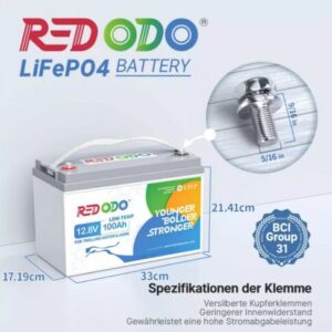 Redodo 12V 100AH Low Temp LiFePO4 Lithium Batterie für Solar Wohnmobil