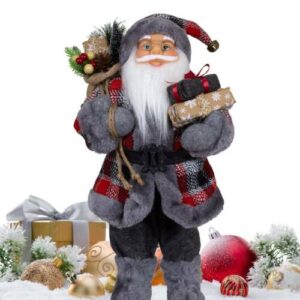 Deko Weihnachtsmann 45cm Finn grau stehend Santa Claus Dekofigur Weihnachtsdeko