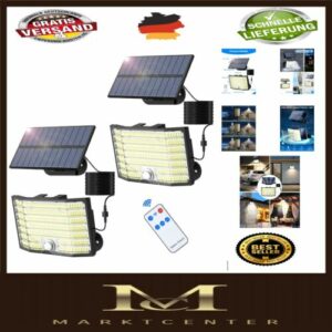 Wasserdichte 226 LED Solar Wandleuchten mit 3 Modi & Bewegungsmelder, 2er Set