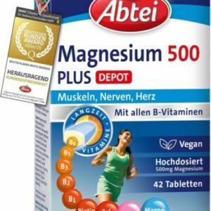 Abtei Magnesium 500 Plus Extra-Vital-Depot Hochdosiert B-Vitamine 42 Tabletten