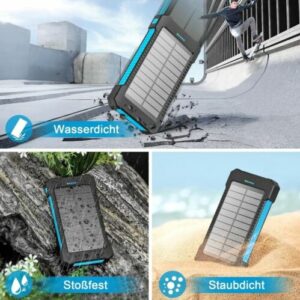 Solar Powerbank 26800 mAh mit Saugnapfhalterung Solar Powerbank Android &IPhone