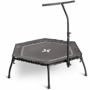 SportPlus Fitness Trampolin für zuhause, mit Haltestange, Anthrazit