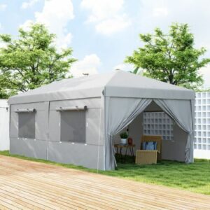 Outsunny Pavillon ca.3x6m, wasserabweisend Stabil Winterfest Pop-up Faltpavillon