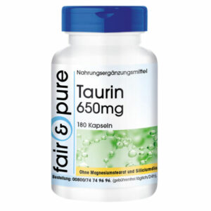 Taurin 650 mg - 180 Kapseln für 60 Tage - hochdosiert - 100% vegan | fair & pure