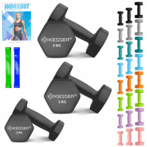 KESSER® Hanteln Hantelset 2er Set  2-5kg Kurzhanteln Übungsheft 2x Fitnessbänder