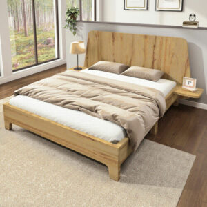 Holzbett Doppelbett Massivholzbett Massivholz Bettrahmen mit Kopfteil und Latten