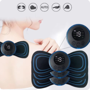 4 Stück Elektrisches EMS Nackenmassagegerät: tragbar, für Nacken, Rücken, Taille