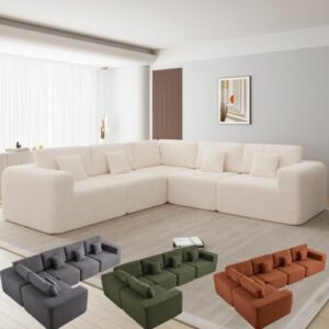 5Sitz Modern L Form Sofa Eckcouch Ecksofa Sherpa Modulare Schlafsofa Schlafcouch