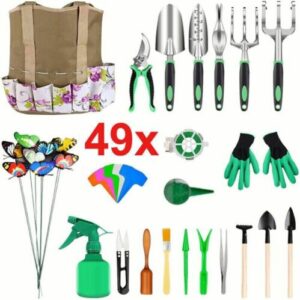 49STK Gartengeräte Gartenwerkzeug-Set mit Gartenhandschuhen und Gartenhandtasche