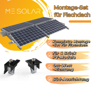 Komplette Montage-Set für Flachdach, für 4 Stück PV-Module