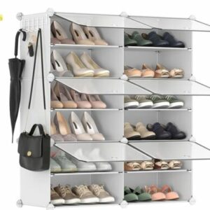 SONGMICS Schuhregal 6 Fächern Schuhschrank  schmal mit Türen Stahlrahmen