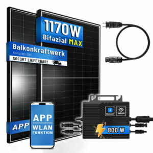 Balkonkraftwerk 1170W Solaranlage mit 800W Eway Micro Wechselrichter Plug & Play