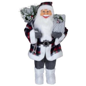 Weihnachtsmann Benny 60cm Deko Figur groß stehend Nikolaus Weihnachtsdeko grau