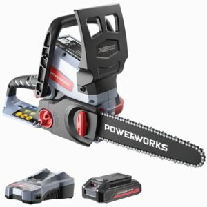 20V Akku Kettensäge 25cm Powerworks PCS2025K2, mit 2Ah Batterie und 2A Ladegerät