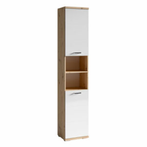 Hochschrank LOFT - 195cm - natur - weiß - Eichen-Optik - Badezimmer - Stauraum