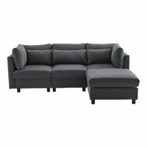 3-Sitzer Sofa mit Ottomane Modernes Ecksofa Couch Schlafcouch L-Form Sofa Grau