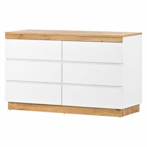 Kommode Sideboard mit 6 Schubladen 110cm weiß Anrichte holz Schubladenschrank