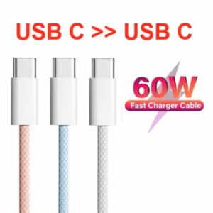 USB C zu USB C Ladekabel Ummantelt Metallstecker Kabel 60W 1m 2m Datenkabel