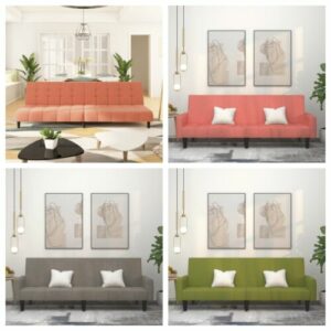 Schlafsofa 2-Sitzer Samt Couch mit Bettfunktion Bettsofa mit Tassenhalter neu