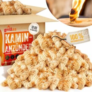 grillas® BIO Anzünder 10 kg Kaminanzünder Holzwolle Grillanzünder Feueranzünder